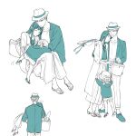  1boy 2girls anya_(spy_x_family) carrying child father_and_daughter female_child hat highres holding husband_and_wife jacket long_sleeves mother_and_daughter multiple_girls pants princess_carry shirt skirt spy_x_family tarutaruso3 twilight_(spy_x_family) yor_briar yuri_briar 
