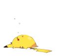  ._. animal_focus black_eyes blush_stickers commentary english_commentary fat full_body looking_up lying no_humans on_back open_mouth pikachu pokemon pokemon_(creature) puddingx2 simple_background sketch solo white_background 
