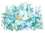  absurdres flower highres leaf looking_at_viewer mudkip no_humans non_(kumakawayusu) painting_(medium) pokemon pokemon_(creature) see-through traditional_media watercolor_(medium) 