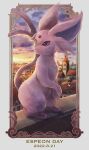  2022 border character_name dated espeon forked_tail framed grey_border momomo12 no_humans pokemon tail twitter_username violet_eyes 