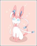  blue_eyes border bright_pupils closed_mouth commentary_request frown highres looking_up mozu_(teluto) no_humans pokemon pokemon_(creature) sitting solo sparkle sylveon white_border white_pupils 