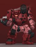  absurdres arm_cannon battletech clenched_hands damaged highres looking_at_viewer mecha mymyc no_humans red_background robot science_fiction shoulder_cannon solo thunderbolt_(battletech) weapon 