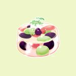  animal animal_focus bird chai_(drawingchisanne) desert dessert food food_focus fruit gelatin grapes green_background mint no_humans original penguin simple_background sitting sitting_on_food sweets_bird undersized_animal 