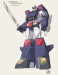 deadlock decepticon drift_(transformers) full_body guido_guidi retro_artstyle robot simple_background standing sword transformers