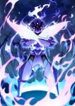  blade ceruledge commentary_request eye_trail fire full_body highres legs_apart light_trail looking_at_viewer no_humans pokemon pokemon_(creature) solo standing violet_eyes yottur 