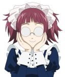  adoroloble blush extraction face glasses highres kuroshitsuji maid maid_headdress meirin meirin_(kuroshitsuji) opaque_glasses red_hair short_hair simple_background smile solo transparent_background vector vector_trace 