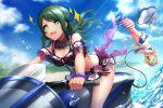 d4dj green_eyes green_hair long_hair shimizu_esora swimsuit_under_clothes twintails