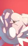  absurdres blissey closed_mouth commentary egg frown furrowed_brow fusion granbull highres looking_at_viewer makoto_ikemu no_humans pokemon pokemon_(creature) red_background simple_background solo 