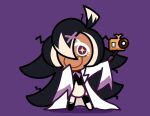 aged_down black_garlic_cookie black_hair camera camera_flash cookie_run cookie_run_ovenbreak dark_purple_eyes giggle happy_expression holding_camera looking_at_viewer messy_hair tagme white_clothes