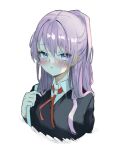  1girl bangs blush hair_between_eyes highres nappi0110 open_mouth purple_hair solo violet_eyes white_background 