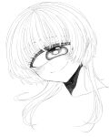  1girl azen_(mntimcczgrtn) blush closed_mouth cyclops eye_focus greyscale highres long_hair looking_at_viewer monochrome one-eyed original portrait simple_background smile solo white_background 
