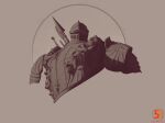  armor breastplate brown_theme dark_souls_(series) dark_souls_ii full_armor helmet javelin_(spear) max58art monochrome pauldrons polearm shoulder_armor spear the_pursuer weapon 