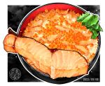 caviar commentary_request egg egg_(food) fish food food_focus no_humans ooranokohaku original salmon skillet still_life 