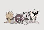  :3 animal_focus animalization arlecchino_(genshin_impact) black_cat blue_eyes bow bowtie brown_cat cape cat closed_mouth columbina_(genshin_impact) commentary_request crown floppy_ears fur_trim genshin_impact grey_background grey_cape grey_cat head_wings headdress highres multicolored_hair nasuka_gee no_humans open_mouth sandrone_(genshin_impact) signora_(genshin_impact) simple_background streaked_hair white_blindfold white_bow white_bowtie white_cat white_headwear 