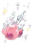  :i air_bubble blush_stickers bubble closed_eyes closed_mouth full_body kirby kirby_(series) mutekyan solo star_(symbol) underwater white_background 