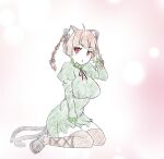  1girl animal_ears braid cat_ears cat_tail dress extra_ears full_body kaenbyou_rin maisaka multiple_tails pointy_ears red_eyes redhead simple_background sketch solo tail touhou twin_braids 