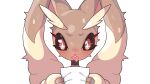  +_+ 1girl animal_ears animal_nose black_choker black_sclera blush body_fur brown_fur buck_teeth choker colored_sclera commentary_request drooling drunkoak english_commentary furry furry_female hands_up highres holding holding_paper korean_commentary looking_down lopunny mixed-language_commentary open_mouth paper partial_commentary pokemon pokemon_(creature) portrait rabbit_ears rabbit_girl reading red_eyes saliva solo straight-on sweat teeth transparent_background two-tone_fur wavy_mouth wide-eyed yellow_fur 