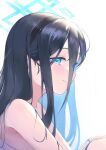  1girl absurdres arisu_(blue_archive) black_hair black_hairband blue_archive blue_eyes closed_mouth hair_between_eyes hairband halo highres long_hair looking_at_viewer mi_arley shiny shiny_hair simple_background smile upper_body white_background 
