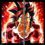  aura body_fur dougi dragon_ball dragon_ball_heroes earrings highres jewelry male_focus monkey_boy monkey_tail muscular potara_earrings red_fur saiyan sekitsuki_hayato serious son_goku_(xeno) spiky_hair super_full_power_saiyan_4_limit_breaker super_saiyan super_saiyan_4 tail time_patrol_(dragon_ball) vegeta_(xeno) 