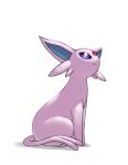  bright_pupils closed_mouth commentary_request espeon forehead_jewel full_body gem highres ia_(ilwmael9) looking_up no_humans pokemon pokemon_(creature) red_gemstone sitting solo violet_eyes white_background white_pupils 