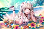  blush d4dj grey_eyes grey_hair long_hair shiratori_kurumi smile swimsuit 