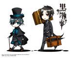  2boys blue_eyes ciel_phantomhive dated eyepatch kuroshitsuji male red_eyes sebastian_michaelis square_enix suit suitcase toboso_yana top_hat walking walking_cane wallpaper 