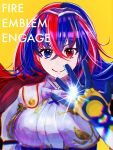  1girl alear_(fire_emblem) alear_(fire_emblem)_(female) armor bangs blue_eyes blue_hair braid crossed_bangs crown_braid fire_emblem fire_emblem_engage heterochromia highres long_hair multicolored_hair nintendo red_eyes redhead solo split-color_hair tochiryo two-tone_hair very_long_hair 