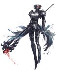  1girl absurdres albedo_(overlord) armor axe demon_girl franlol highres holding holding_axe overlord_(maruyama) solo white_background 