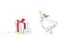  ? backwards_hat bird box duck footprints gift gift_box hat highres hololive khoaphan96 no_humans oozora_subaru subaru_duck 
