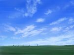  blue_sky clouds commentary_request day field horizon minami_koyogi no_humans original outdoors scenery sky tree 