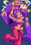  1girl blue_eyes bracelet highres itzah jewelry looking_at_viewer midriff one_eye_closed purple_hair shantae shantae_(series) solo tiara 