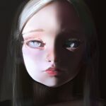  1girl absurdres artist_name bright_pupils close-up closed_mouth colored_eyelashes expressionless eyelashes grey_eyes highres lips long_hair looking_at_viewer original portrait realistic shadow sidelighting solo straight-on straight_hair sweetonedollar white_hair white_pupils 