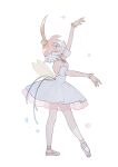  1girl absurdres ahoge ballerina ballet ballet_slippers blue_eyes bracelet dress full_body highres jewelry looking_to_the_side looking_up orange_hair princess_tutu princess_tutu_(character) short_hair solo toukashi_(2tou9) tutu white_background white_dress wings 