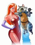  animal_ears artist_name artist_signature axel_medellin bare_shoulders breasts busty clothing crossed_legs crossover disney dress earrings elbow_gloves english english_text facebook_username gloves green_eyes guardians_of_the_galaxy hair_over_one_eye hands_on_hips high_resolution jessica_rabbit jetpack jewelry large_breasts looking_at_another makeup marvel_comics mascara raccoon raccoon_ears raccoon_tail red_dress red_lips redhead rocket_raccoon shiny shiny_skin signature sleeveless sleeveless_dress tail text tumblr_username very_high_resolution web_address who_framed_roger_rabbit wide_hips 