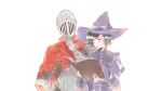  1boy 1girl alva_(dark_souls_2) armor black_hair book dark_souls_(series) dark_souls_ii full_armor hat helmet holding holding_book knight long_sleeves maou_skun witch_hat zullie_the_witch 