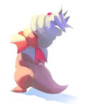  arms_behind_back closed_mouth commentary fang gem highres likey looking_up no_humans pokemon pokemon_(creature) red_gemstone slowking solo standing white_background 