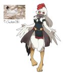  1girl absurdres bird bird_girl chicken cleavage_cutout clothing_cutout colored_skin commentary_request digitigrade feathers full_body gomulgong highres long_hair mouth_veil original photo-referenced photo_inset red_eyes solo talons veil white_hair white_skin winged_arms wings 