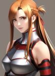  1girl ai-generated armor asuna_(sao) asymmetrical_bangs bangs brown_eyes non-web_source orange_hair stable_diffusion 