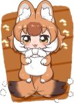  1girl aged_down animal_ear_fluff animal_ears baby blush brown_hair dhole_(kemono_friends) dog_ears dog_girl dog_tail fangs furry furry_female heavy_breathing kemono_friends kemono_friends_3 kuro_(kurojill) looking_at_viewer solo tail tail_wagging tongue tongue_out white_hair yellow_eyes 