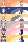  african_penguin_(kemono_friends) animal_ear_fluff animal_ears caracal_(kemono_friends) coyote_(kemono_friends) dire_wolf_(kemono_friends) highres humboldt_penguin_(kemono_friends) island_fox_(kemono_friends) kemono_friends kemono_friends_v_project long_hair looking_at_viewer microphone short_hair simple_background smile virtual_youtuber yoshizaki_mine 