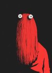  1boy absurdres black_background bodysuit commentary don&#039;t_hug_me_i&#039;m_scared english_commentary gingrjoke highres horror_(theme) long_hair looking_at_viewer red_bodysuit red_guy_(dhmis) redhead simple_background solo upper_body 