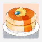  1other among_us butter commentary crewmate_(among_us) food highres no_humans on_food oversized_food pancake pancake_stack plate solo souffle_pancake symbol-only_commentary syrup tenmiyakiyo yellow_(among_us) 