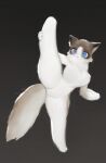  blue_eyes breasts cat furry furry_female holding_leg leg_up medium_breasts non-web_source standing standing_on_one_leg uyu_(soda_uyu) white_fur 