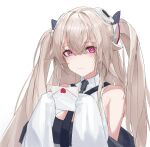  1girl anchorage_(azur_lane) azur_lane bangs blonde_hair blush breasts closed_mouth hair_ornament hairclip highres holding holding_letter letter lips long_hair looking_at_viewer lump_saury solo twintails two-tone_dress upper_body very_long_hair violet_eyes white_background 