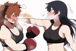  2girls boxing boxing_gloves commission multiple_girls muscular muscular_female non-web_source original ring second-party_source test_(artist) tomboy wrestling 