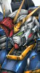  denjyou23 from_side green_eyes gundam gundam_zz highres looking_ahead mecha mobile_suit no_humans portrait robot solo v-fin white_background zz_gundam 