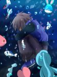  1boy azumarill bubbles finneon lumineon luvdisc paul_(pokemon) phione pokemon pokemon_dp_(anime) purple_hair underwater water wishiwashi 