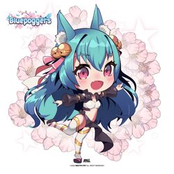  1girl absurdres animal_ears bell bluepoggers cat_ears chara: chibi commission ed_cvs flower highres long_hair 