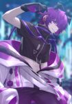  1boy cyberpunk highres male_focus non-web_source original purple_hair shiei_yudzuki solo violet_eyes 