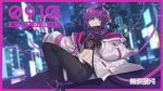  1boy city_lights cyberpunk highres male_focus midriff non-web_source original purple_hair shiei_yudzuki solo violet_eyes 
